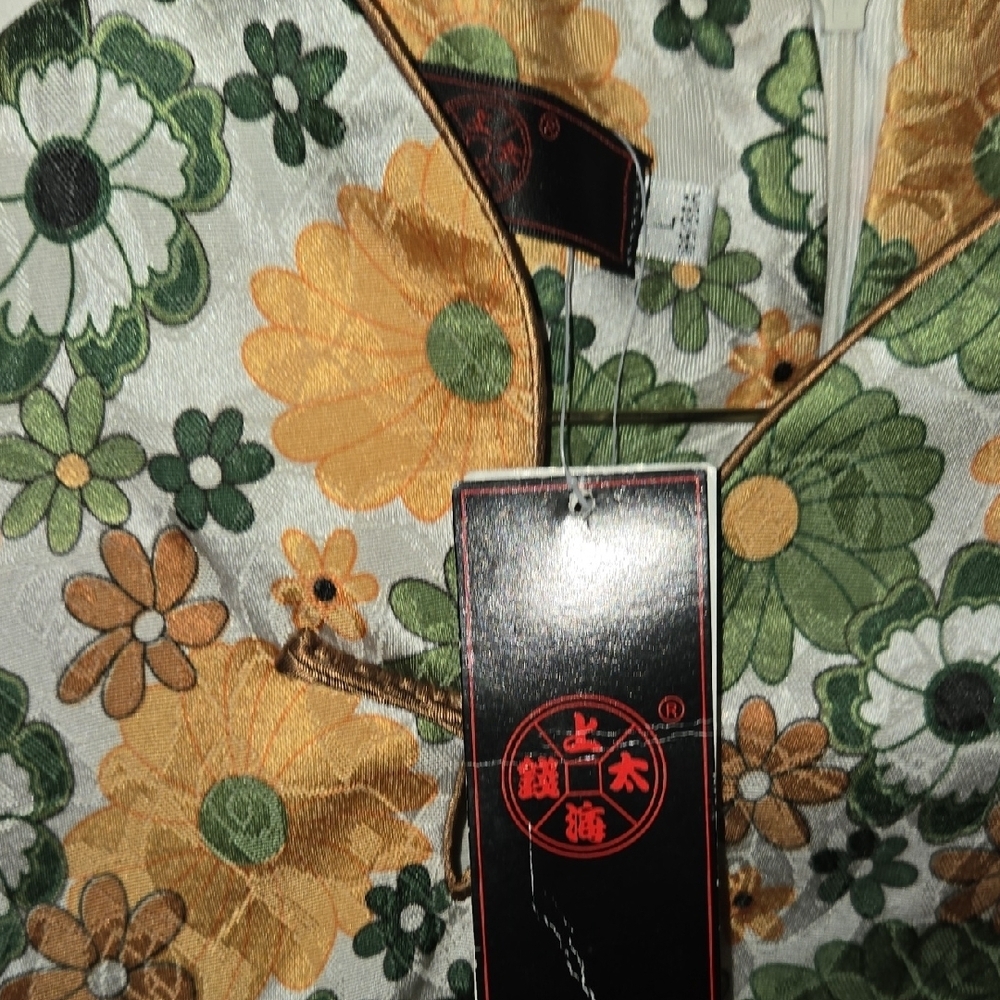 NW JAPANESE TAGS L KIMONO BEAUTIFUL CRAFTSMANSHIP tied knotting front/zip back - Picture 6 of 15